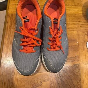 Nike Men's Charcoal and Bright Orange Sneakers
